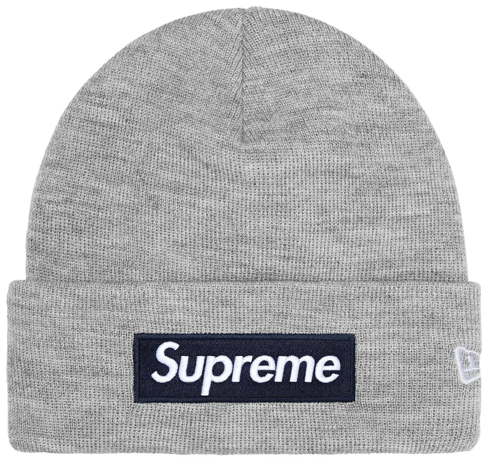 Supreme New Era Box Logo Beanie (FW25) Heather Grey