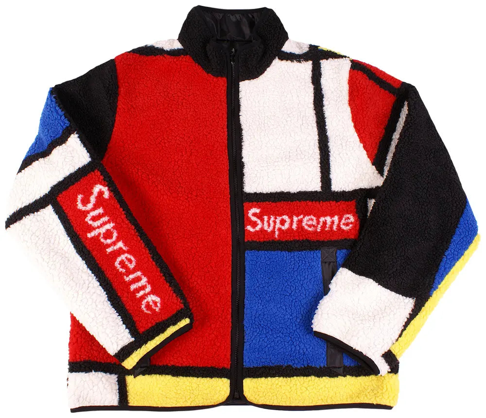 Supreme Reversible Colorblocked Fleece Jacket Red