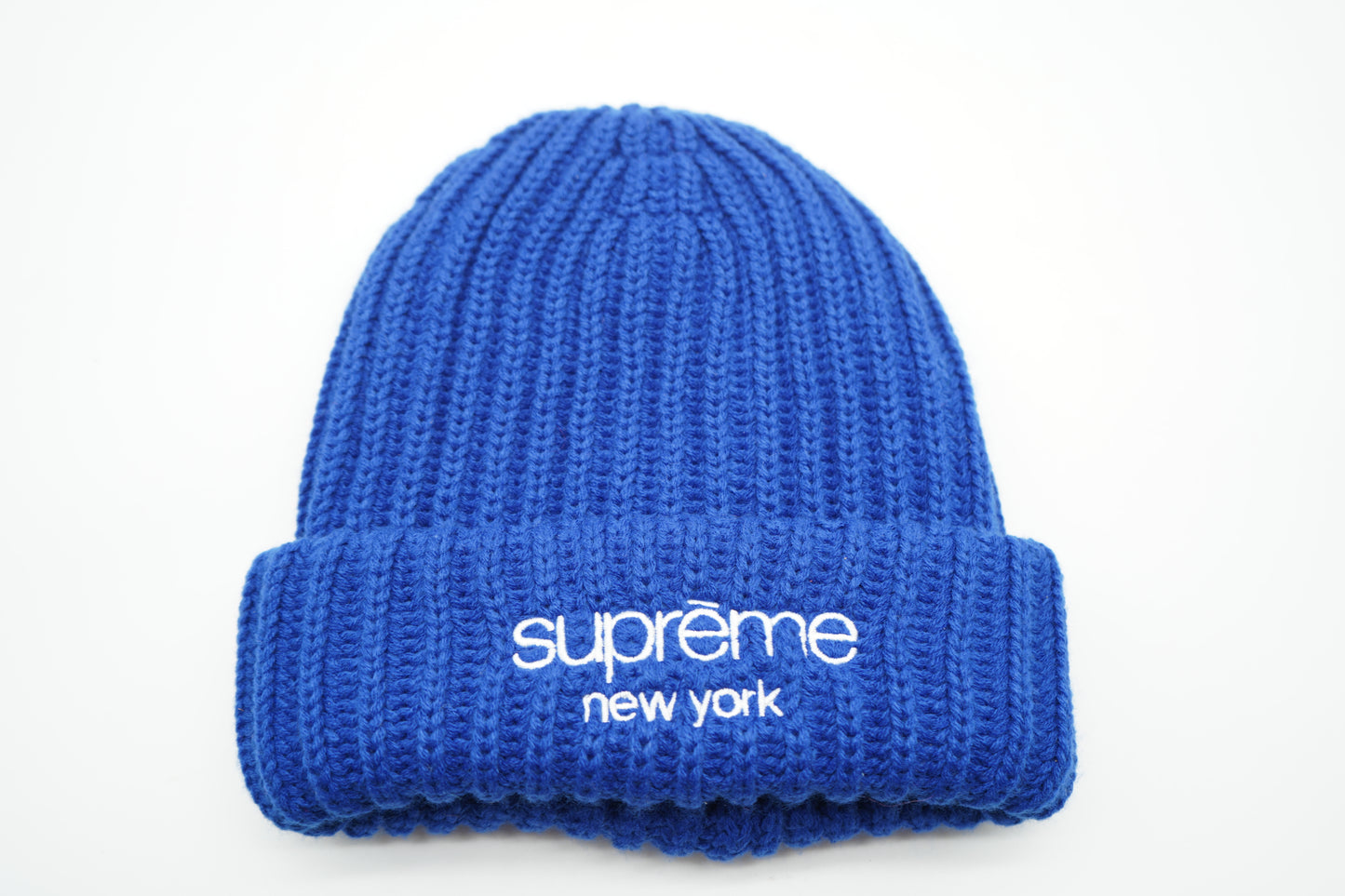 Supreme Chunky Rib Classic Logo Beanie Blue