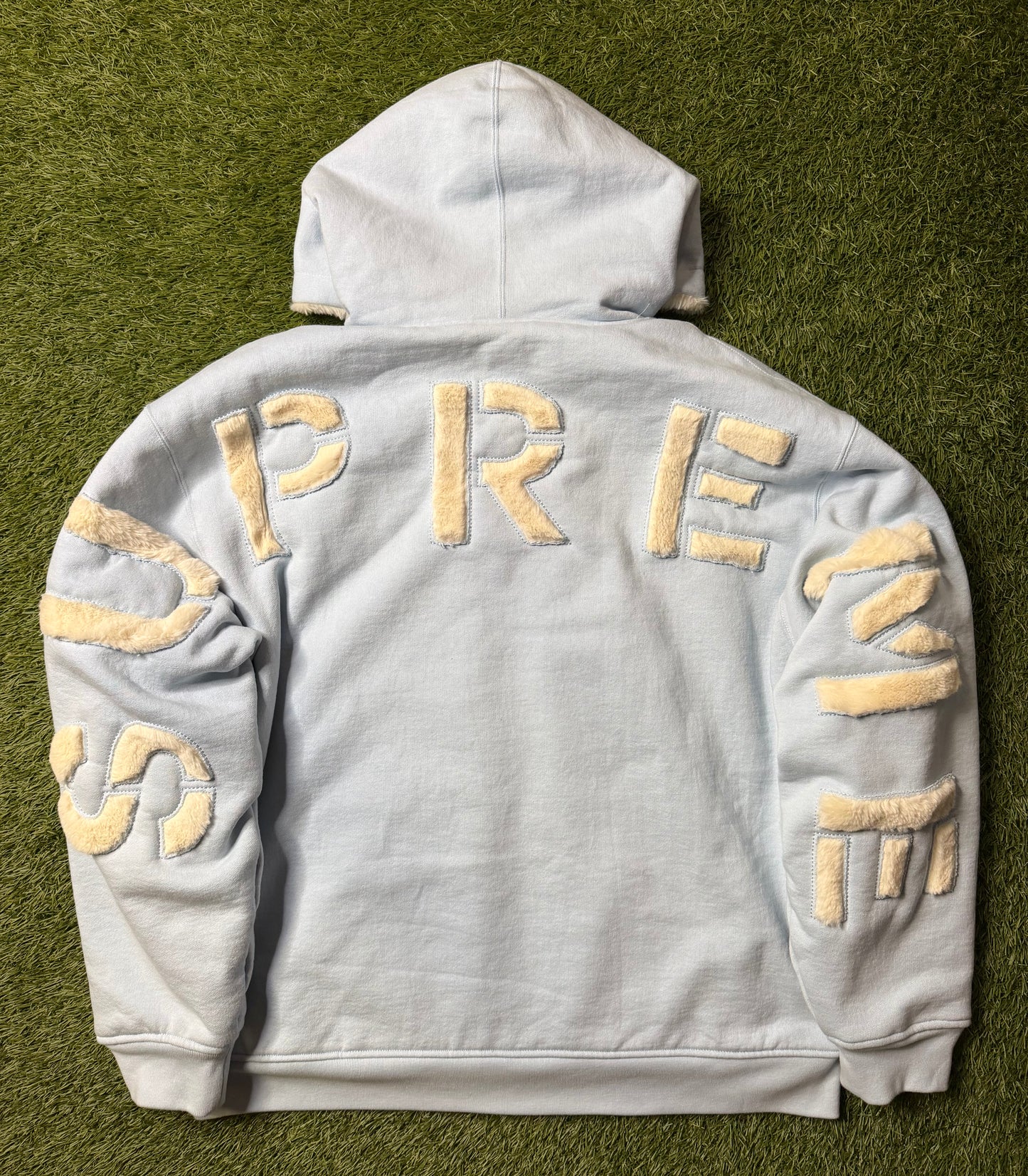 Supreme Faux Fur Lined Zip Up Light Blue