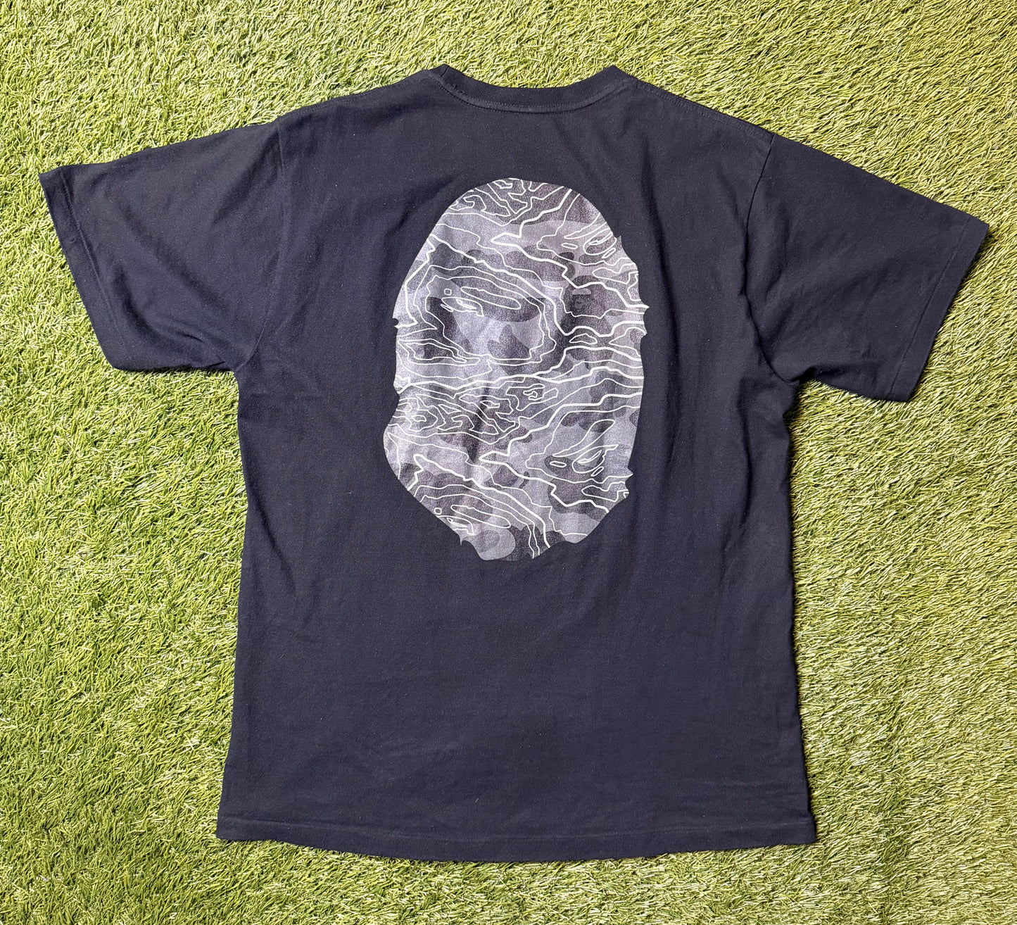Bape Big Head Layered Line Camo Black T Shirt