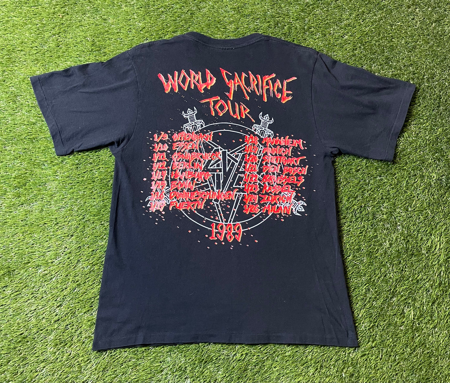 Vintage 1989 Slayer Slatanic Tour T Shirt