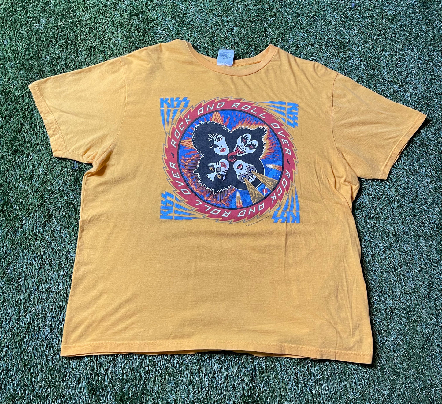 Vintage Kiss Rock & Roll Over Yellow T Shirt
