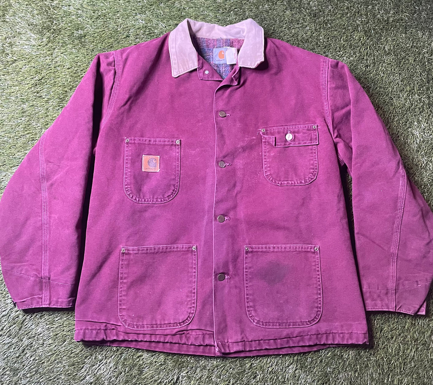 Vintage 90's Carhartt Maroon Blanket Lined Jacket