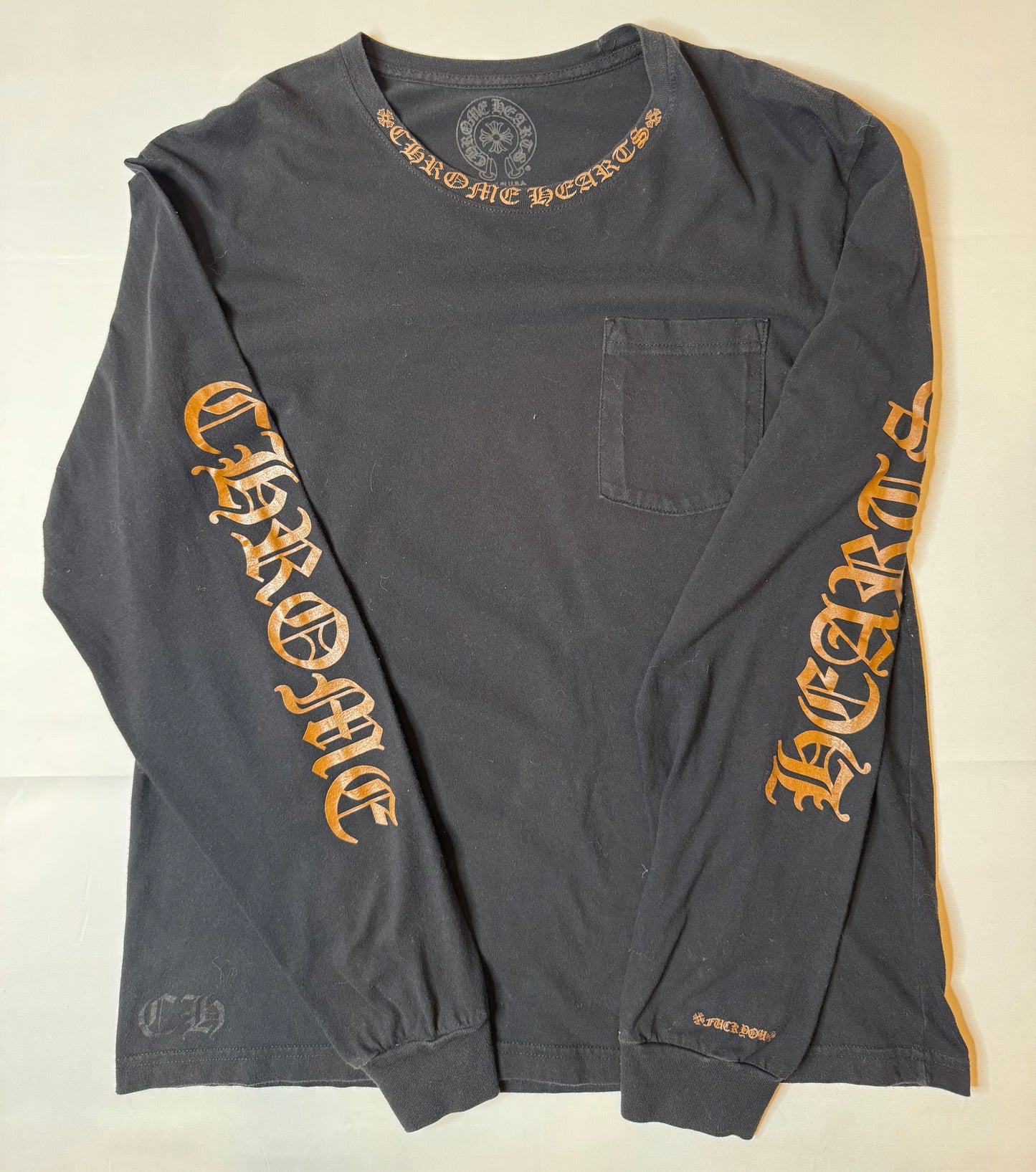 Chrome Hearts Neck Logo Long Sleeve Tee Shirt Black Brown