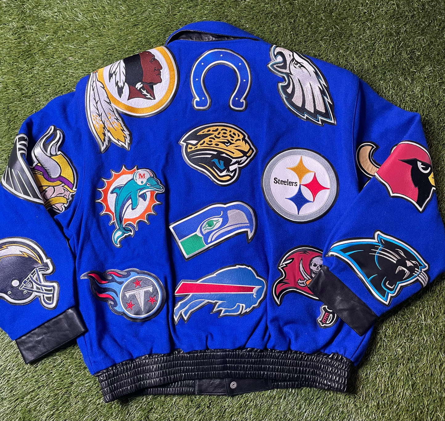 Vintage Jeff Hamilton NFL Logo AOP Blue Jacket