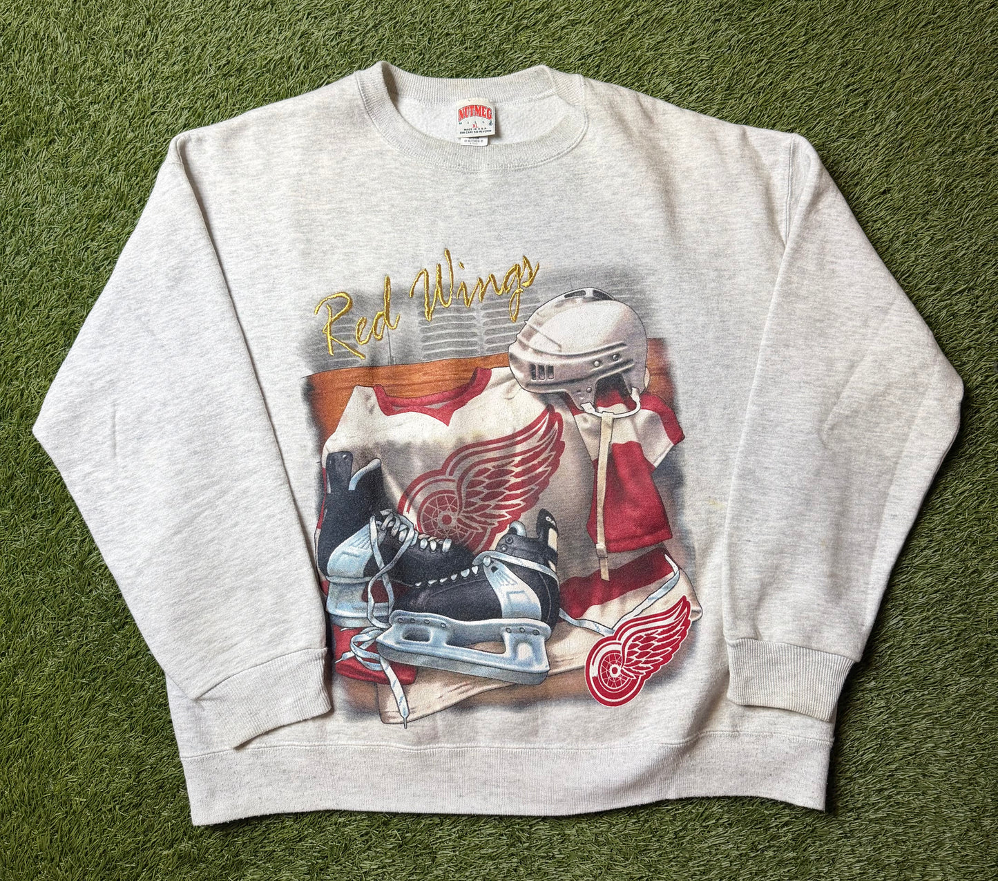 Vintage 90's Detroit Red Wings Ice Skate Crewneck