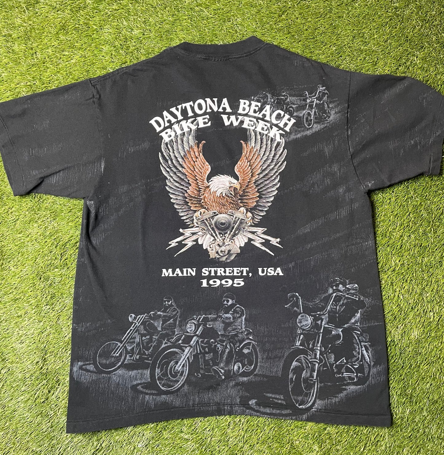 Vintage 1995 Daytona Beach Bike Week 3D Emblem T Shirt