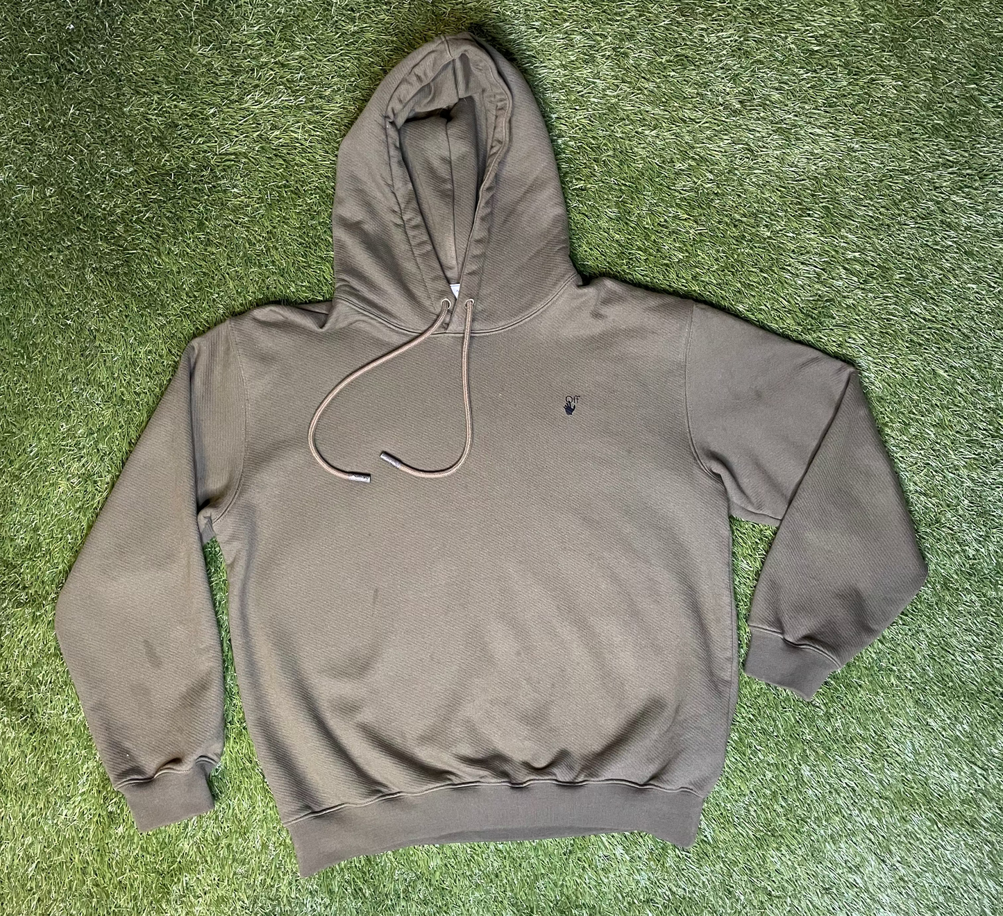 Off White Floral Arrow Pull Over Hoodie Olive
