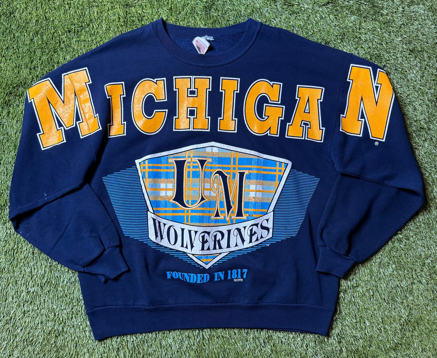 Vintage UofM Crest Spell out Crewneck