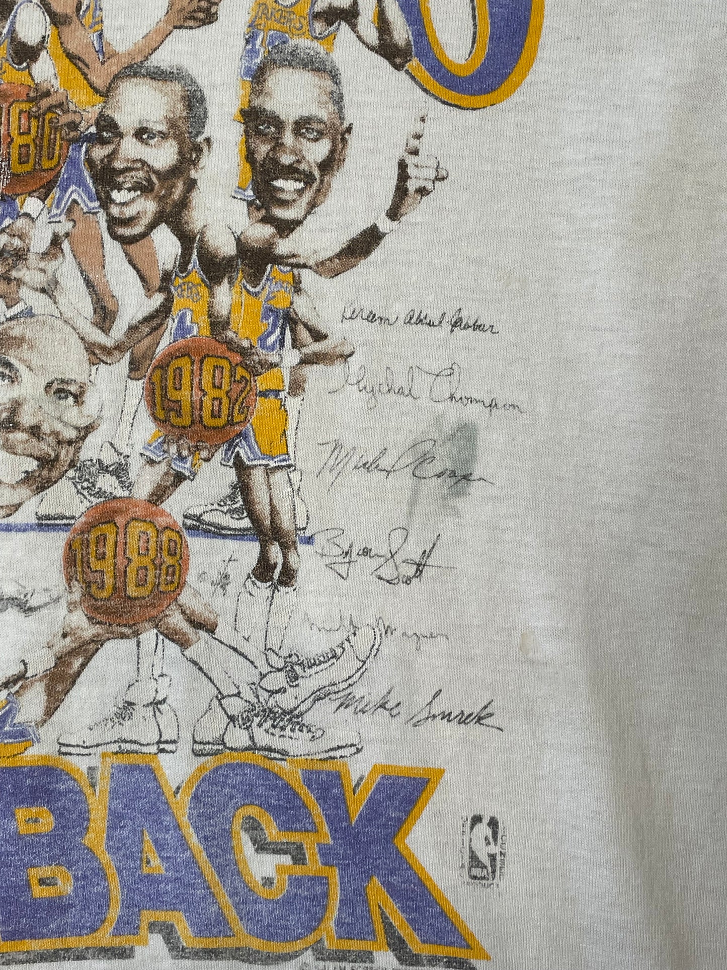 Vintage 1988 Lakers T Shirt Back to Back World Champs