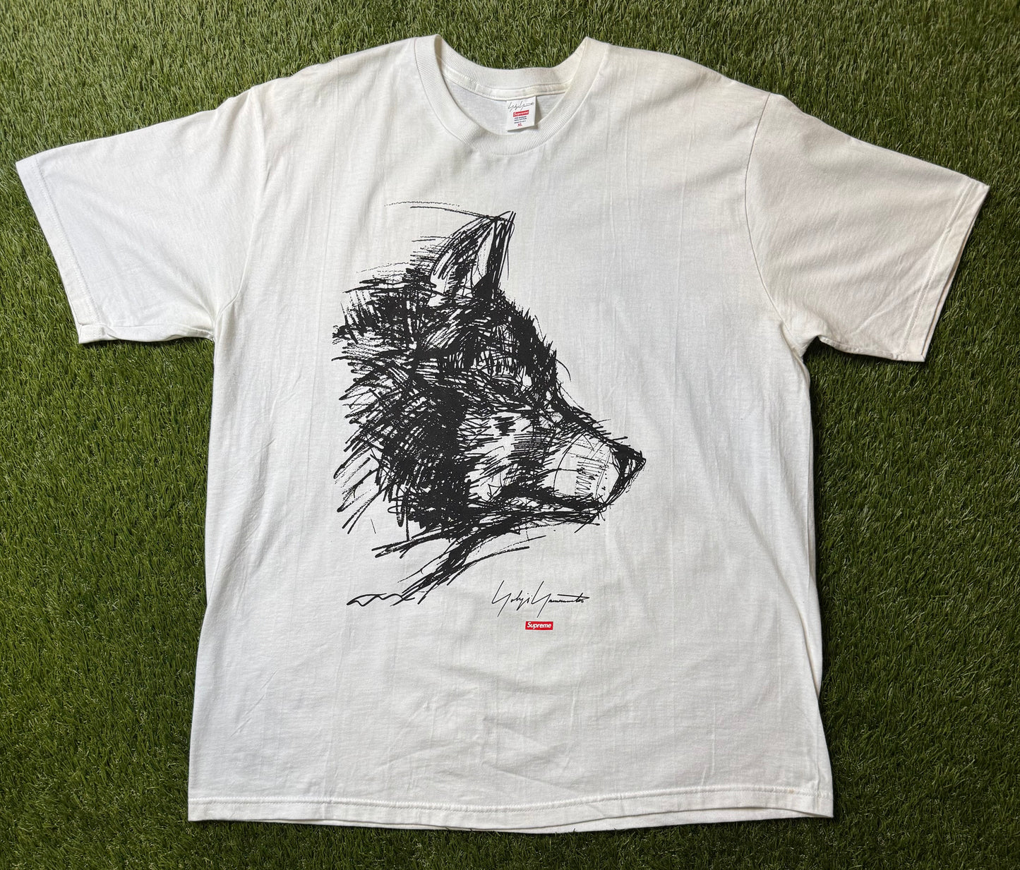 Supreme Yohji Yamamoto Scribble Wolf White T Shirt