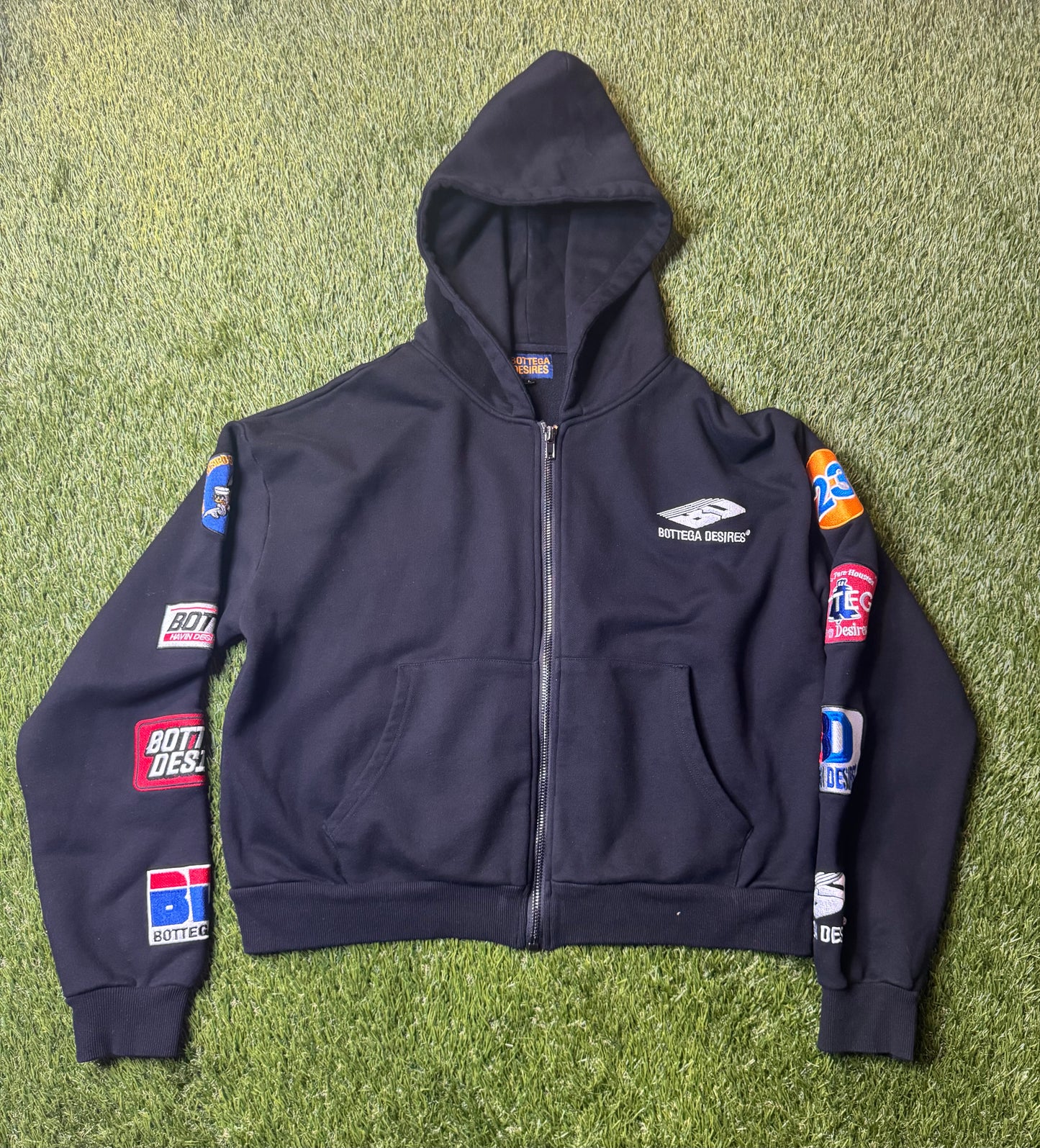 Bottega Desires Patches Hoodie Black