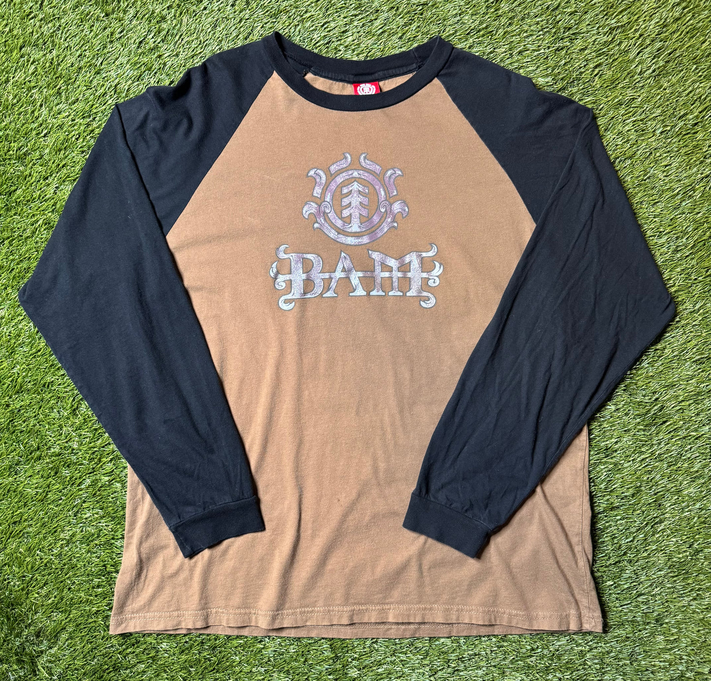 Vintage 90's Bam Margera Element Skateboards Brown L/s