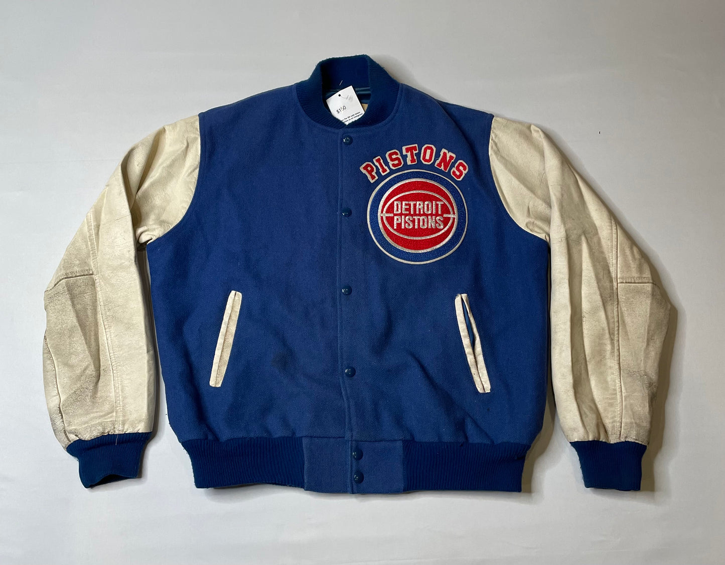 Vintage 80's Detroit Pistons Chalk Line Varsity Jacket