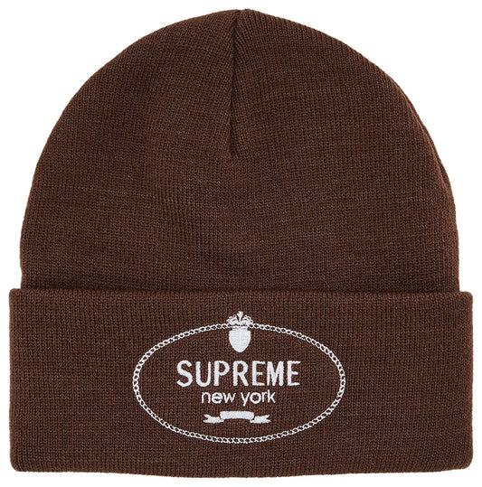 Supreme Crest Beanie Brown Hat