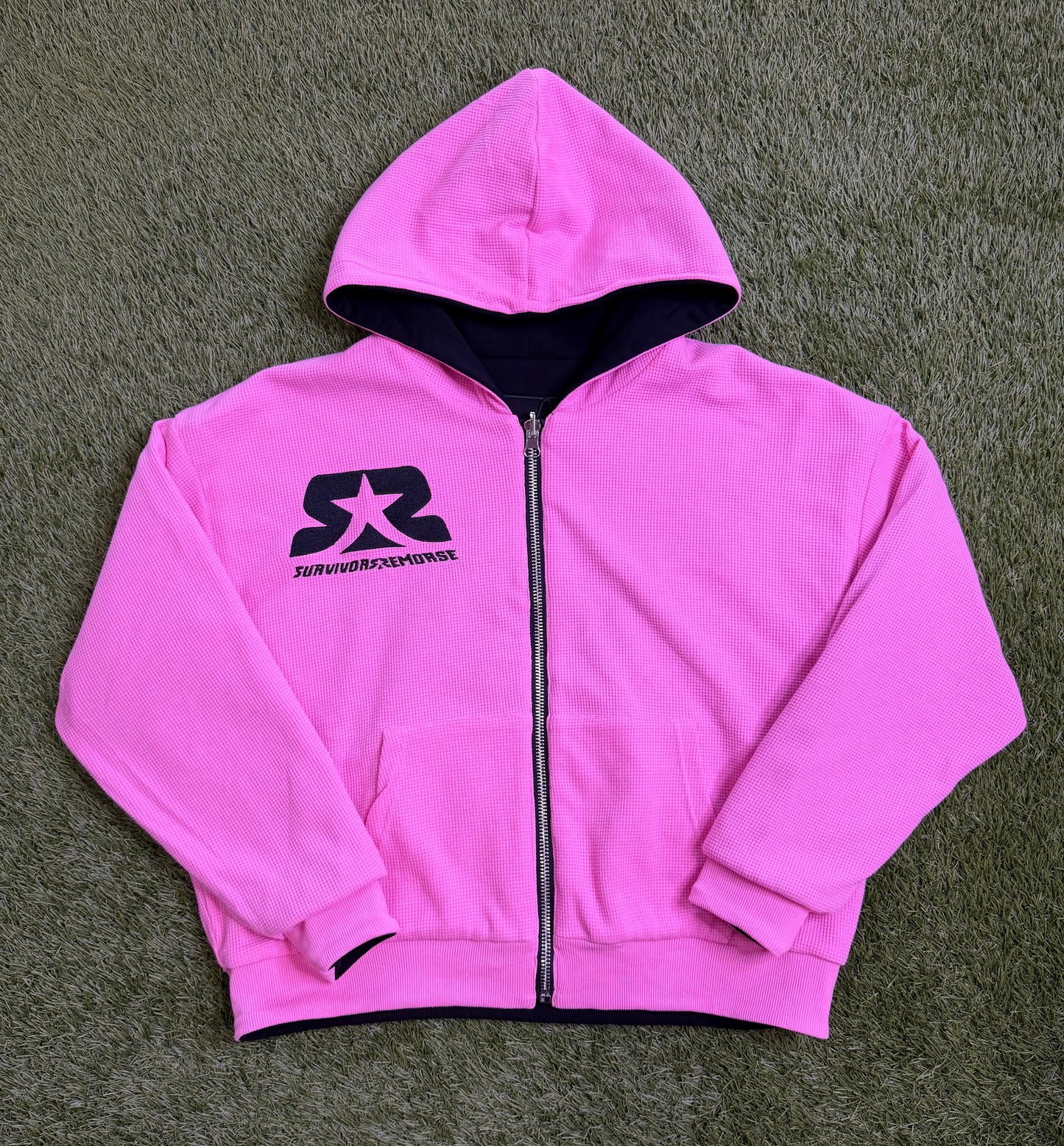 Survivors Remorse Reversible Waffle Zip Up Black/Pink