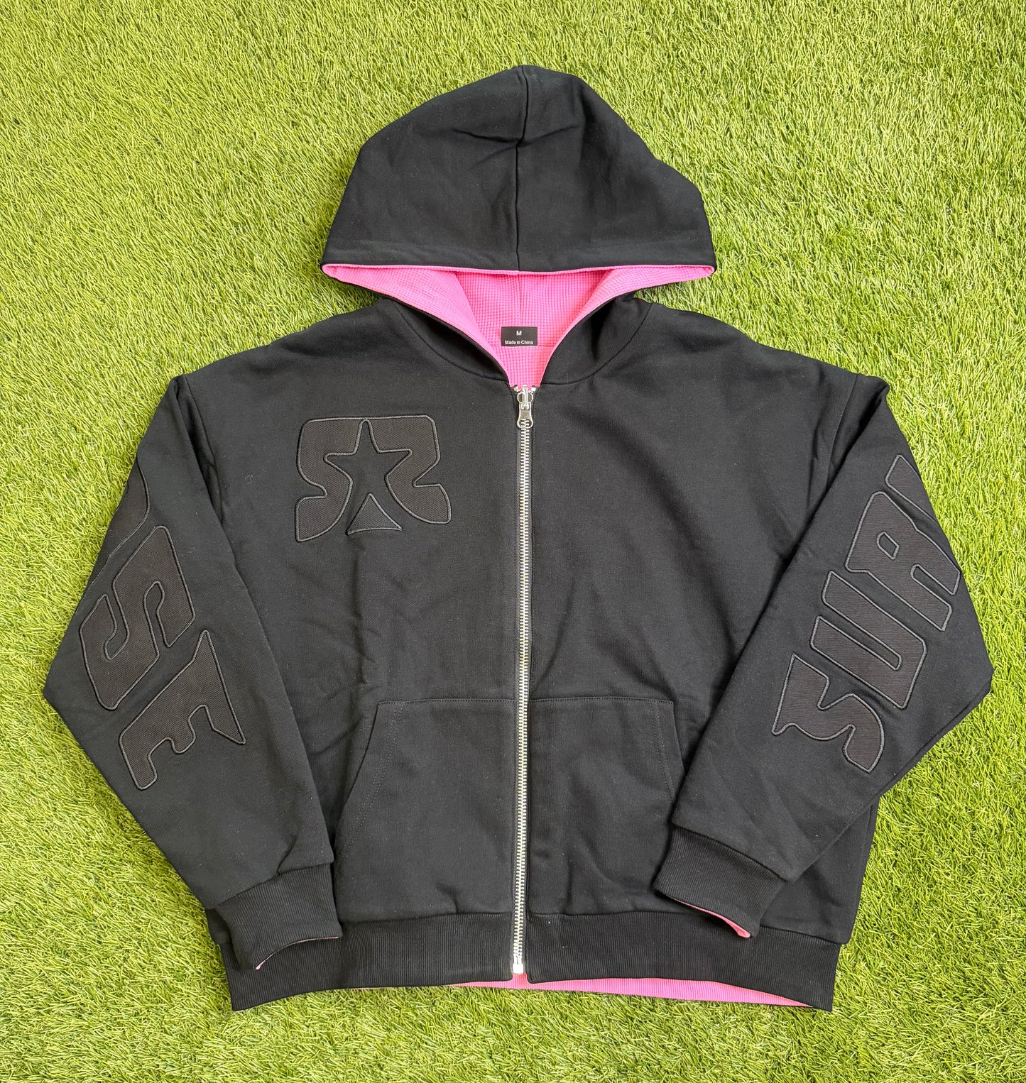 Survivors Remorse Reversible Waffle Zip Up Black/Pink