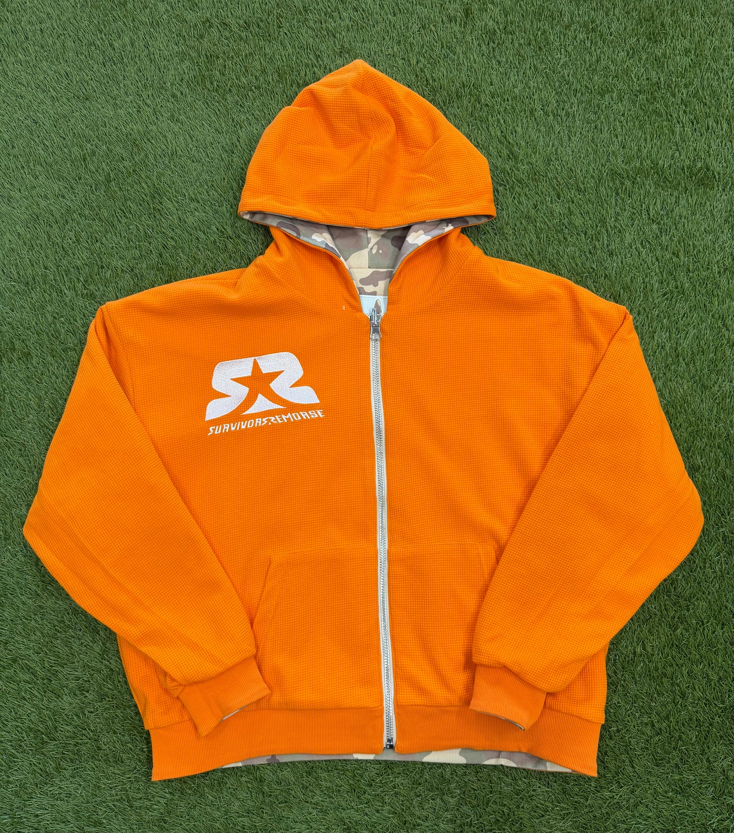 Survivors Remorse Reversible Waffle Zip Up Camo/Orange