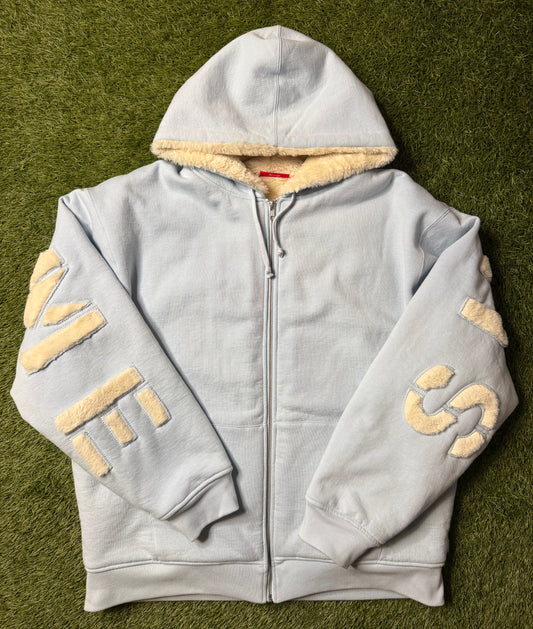 Supreme Faux Fur Lined Zip Up Light Blue