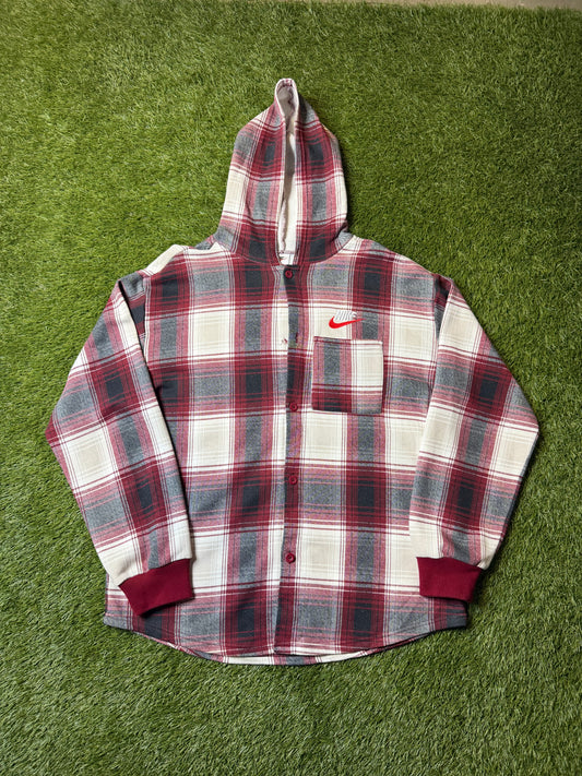 Supreme Nike Plaid Hooded Sweatshirt Burgundy