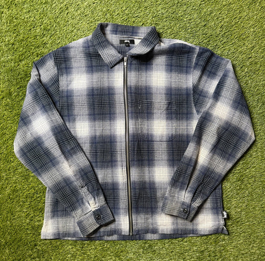 Stussy Blue Zip Up Flannel