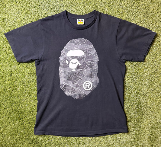 Bape Big Head Layered Line Camo Black T Shirt