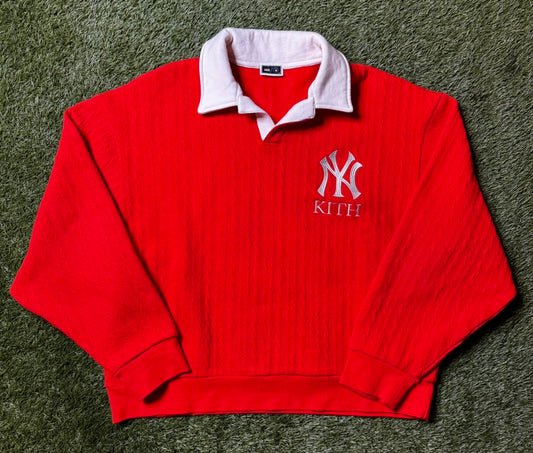 Kith NY Yankees Cable Fleece Nelson Sweatshirt Orange