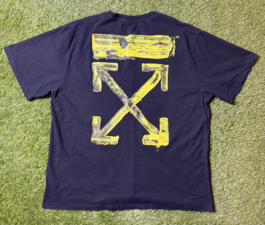Off White VA Acrylic Brushstroke Black T Shirt