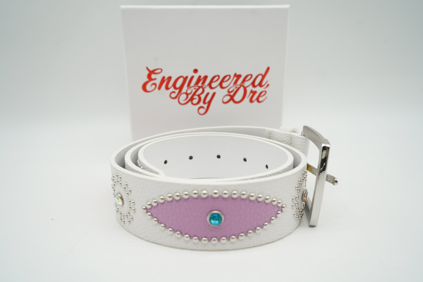 Engineered By Dre White Cowhide Belt