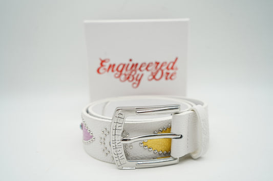 Engineered By Dre White Cowhide Belt