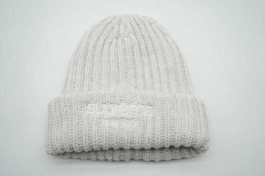 Supreme Chunky Rib Classic Logo Beanie White