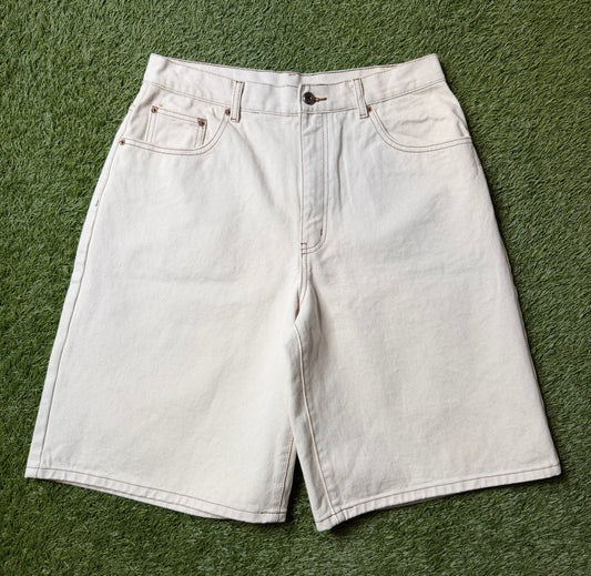 Raspberry Hills White Baggy Denim Shorts