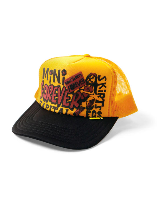 KAPITAL Mini Skirts Forever Printed Scuba and Mesh Trucker Cap
