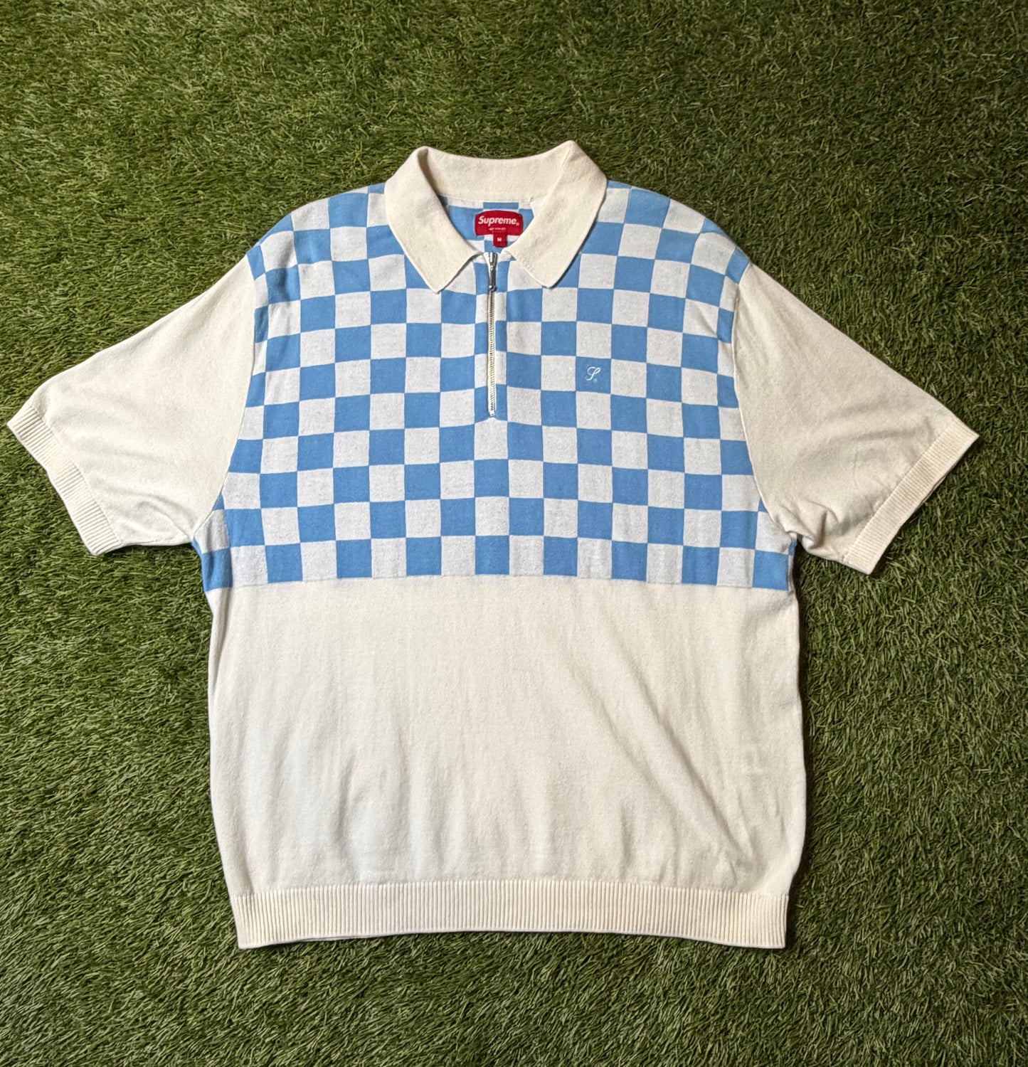 Supreme Checkerboard Zip Polo