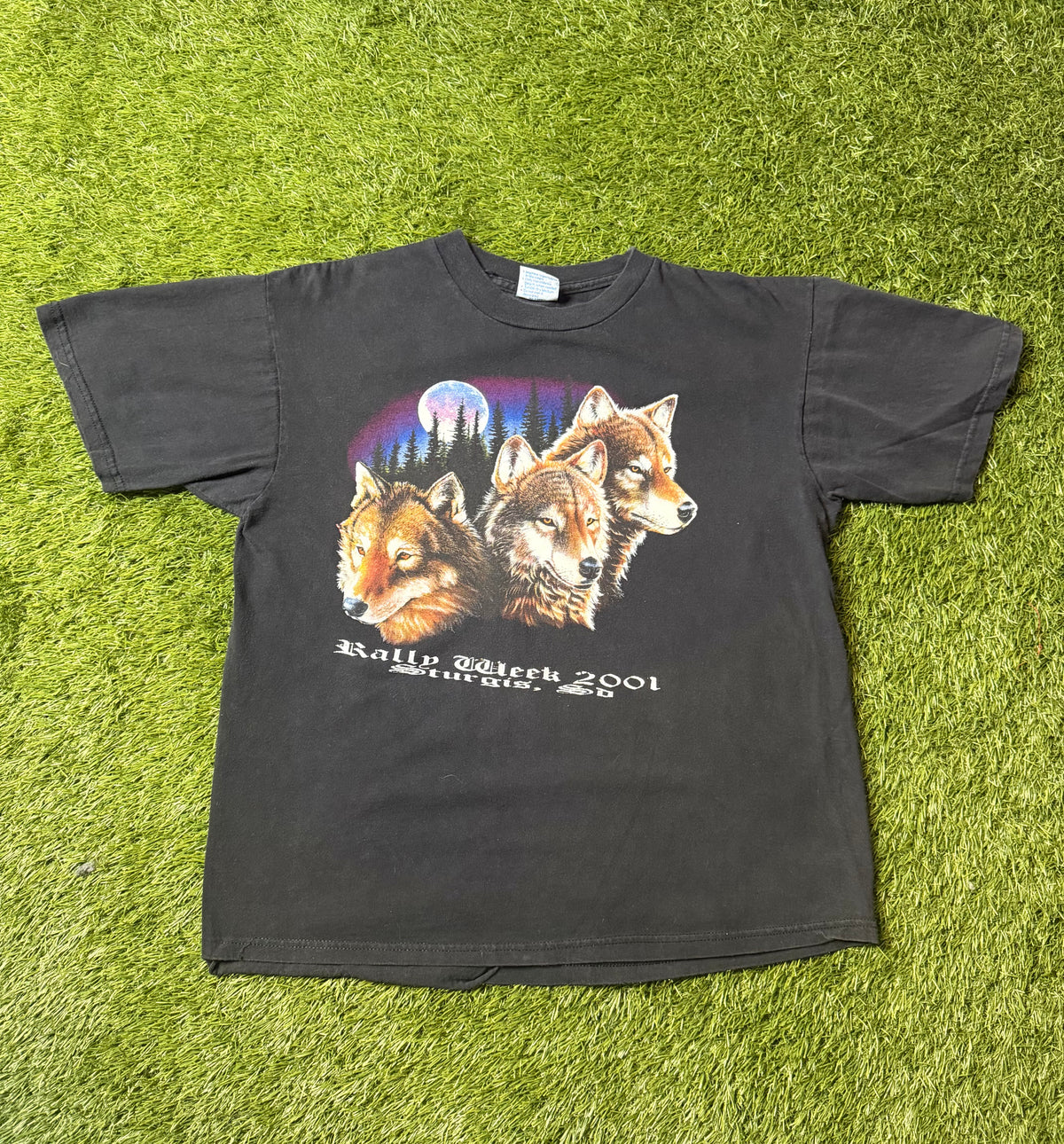 Vintage 2001 Sturgis Biker Wolf T Shirt