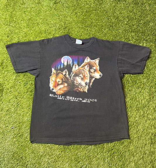 Vintage 2001 Sturgis Biker Wolf T Shirt