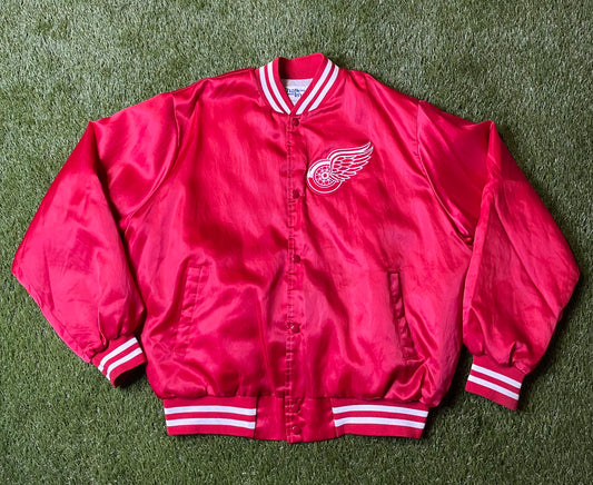 Vintage 90's Detroit Red Wings Chalk Line Satin Jacket