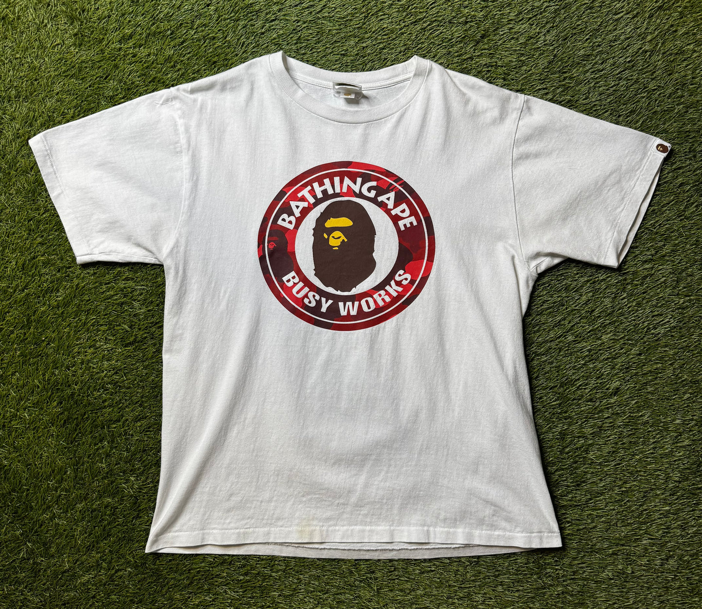 Bape Busy works red camo T Shirt