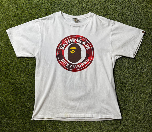 Bape Busy works red camo T Shirt