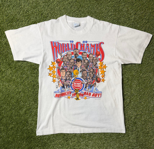 Vintage 1989 Detroit Pistons Charicature T Shirt