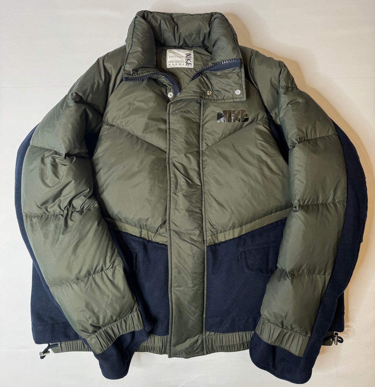 Nike x sacai Sports Loose Splicing hooded down Jacket 'Olive Green