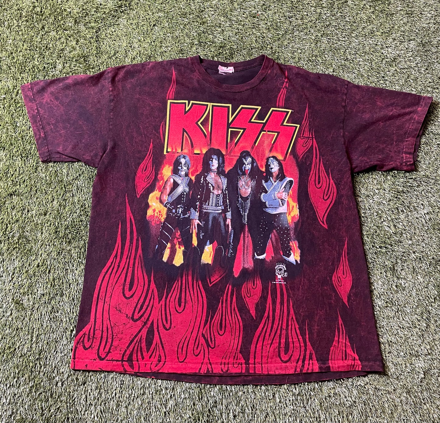 Vintage 90's Kiss AOP Flame T Shirt