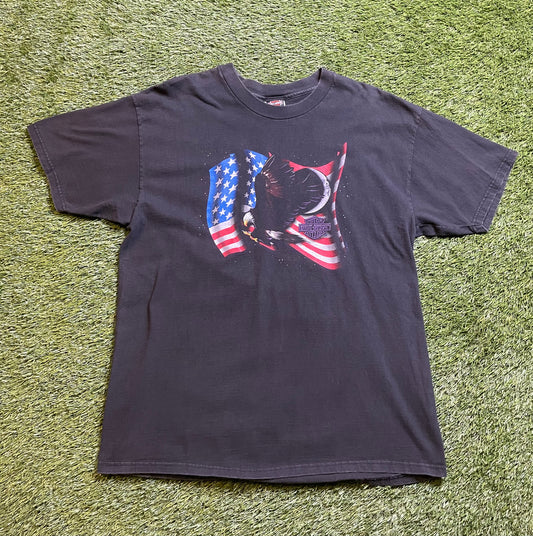 Vintage 1997 Harley Davidson Flag T Shirt