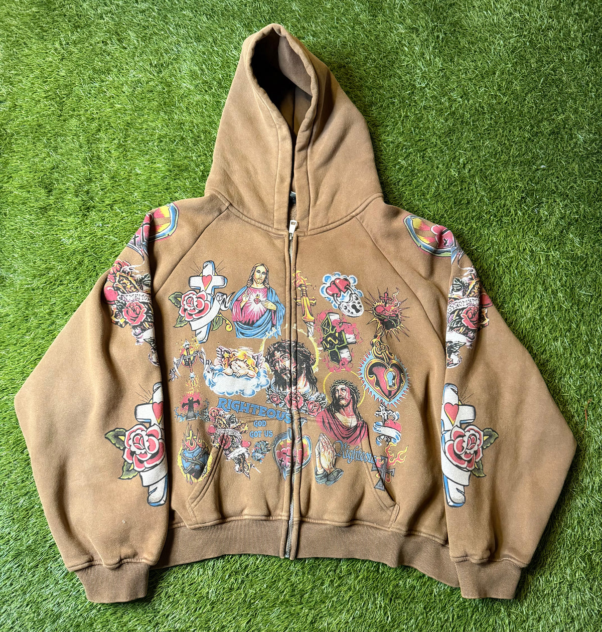 We Are Righteous Zip Up Hoodie Mocha