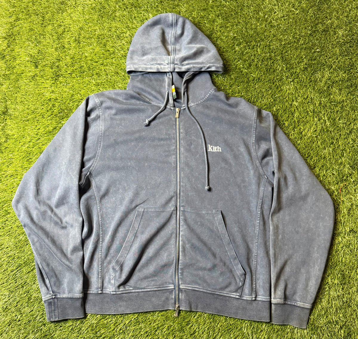 Kith Stone Wash Faded Zip Up Hoodie