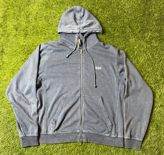 Kith Stone Wash Faded Zip Up Hoodie