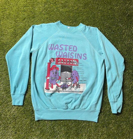 Vintage 80's Wasted Waisins California Raisins Parody Crewneck