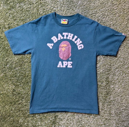 Bape College Logo T Shirt Green