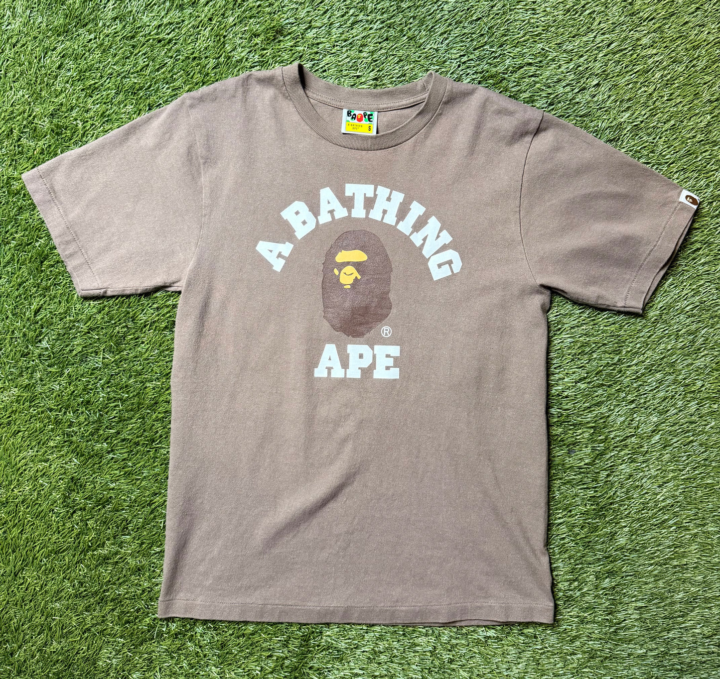 Bape College Logo T Shirt Brown